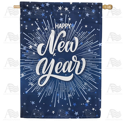 Blue Stars New Year Double Sided House Flag