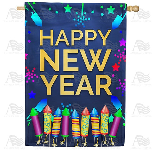 New Year Rockets Double Sided House Flag