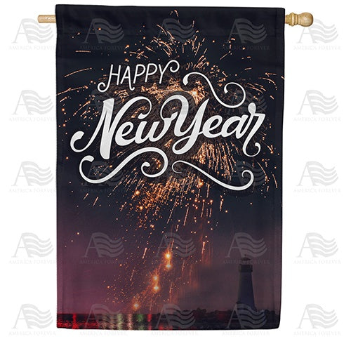 New Year At The Harbor Double Sided House Flag