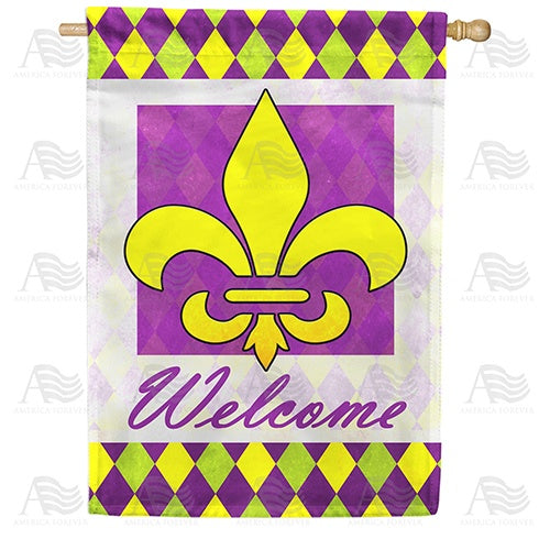 Fleur De Lis Welcome Double Sided House Flag