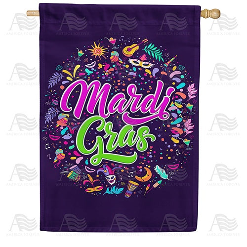 Mardi Gras Festival Double Sided House Flag