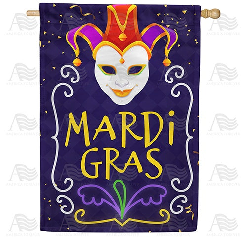 Mardi Gras Jester Double Sided House Flag