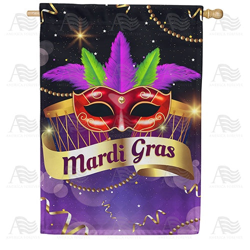 Beat The Drums! It's Mardi Gras! Double Sided House Flag
