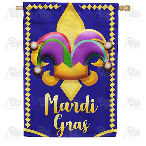 Mardi Gras Symbols Double Sided House Flag