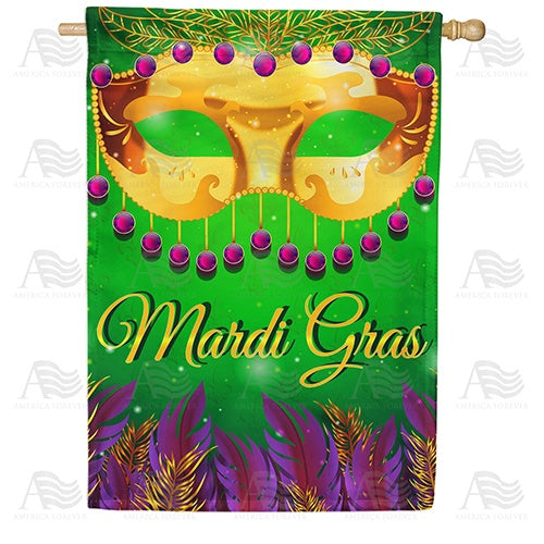 Mask And Feathers Double Sided House Flag