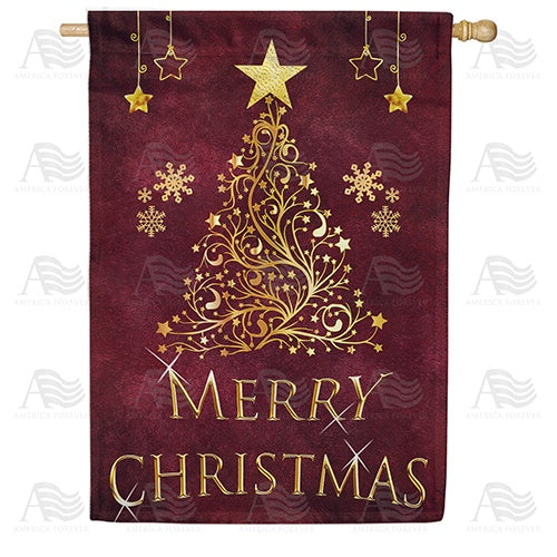 Golden Christmas Double Sided House Flag