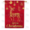Gold Reindeer Double Sided House Flag