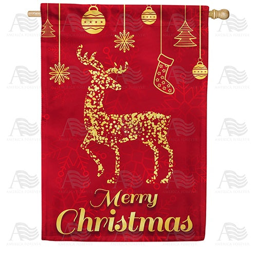 Gold Reindeer Double Sided House Flag
