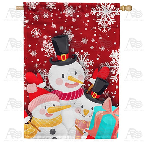 Snowman Trio Double Sided House Flag