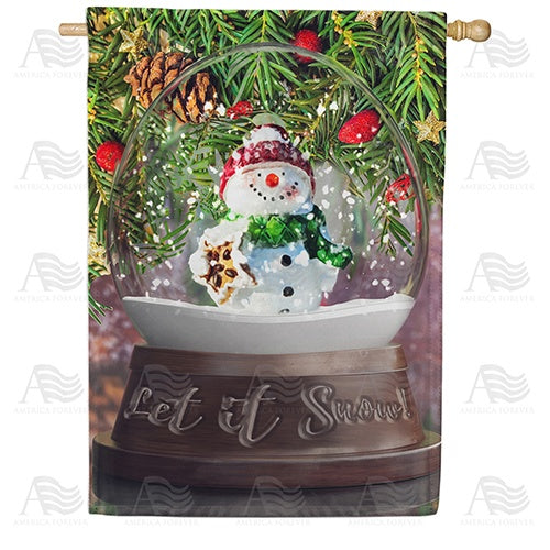 Snowman Water Globe Double Sided House Flag