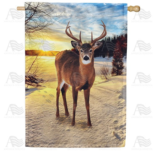 The Winter Buck Stops Here Double Sided House Flag