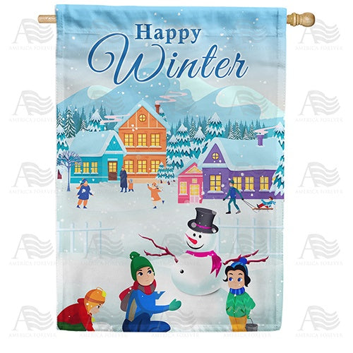 Winter Fun Land Double Sided House Flag