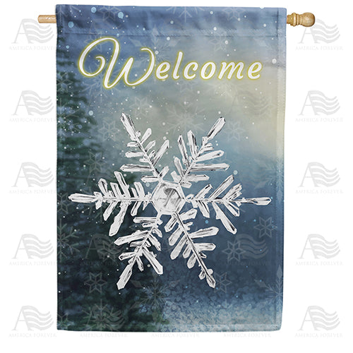 Silver Snowflake Double Sided House Flag