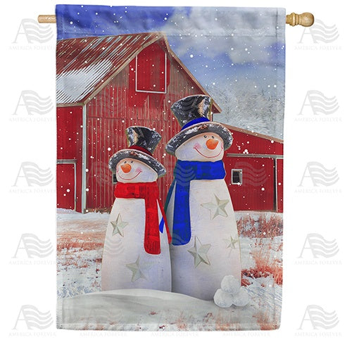 Mr & Mrs. Patriotic Snowman Double Sided House Flag