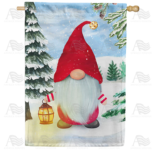 Walking In A Winter Gnomeland Double Sided House Flag