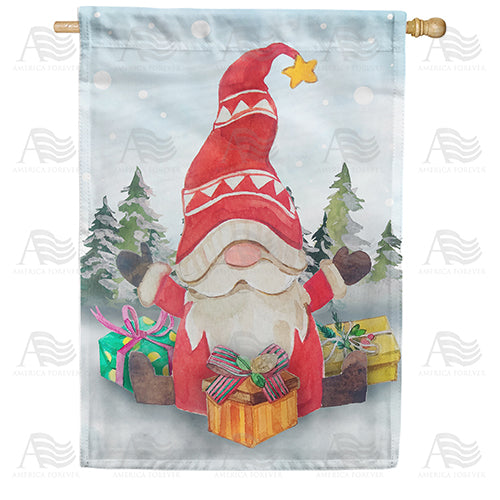 Santa Gnome Double Sided House Flag