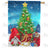 Santa Gnome And Sleigh Double Sided House Flag