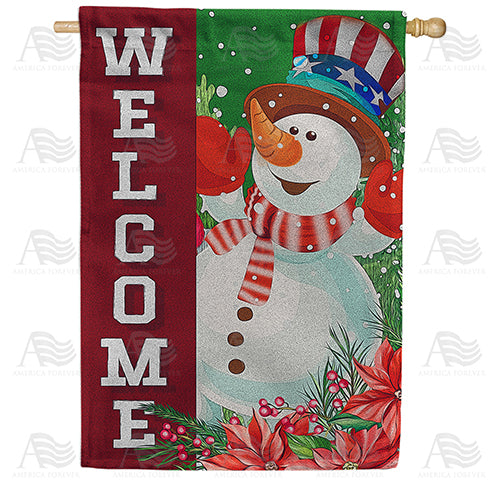 Jolly Snowman Welcome Double Sided House Flag