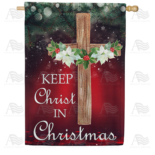 America Forever Christmas Cross Double Sided House Flag