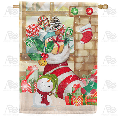 Huge Christmas Stocking Double Sided House Flag