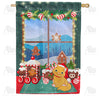Gingerbread Train Double Sided House Flag
