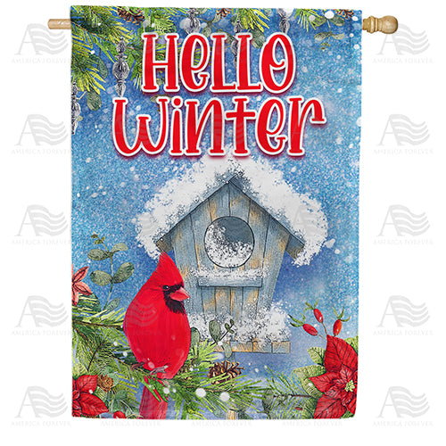 Hello Winter Double Sided House Flag