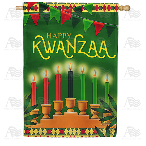 Kwanzaa Kinara Double Sided House Flag