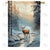 Deer In Winter Creek Double Sided House Flag