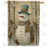 Snowman's Feathered Friends Double Sided House Flag