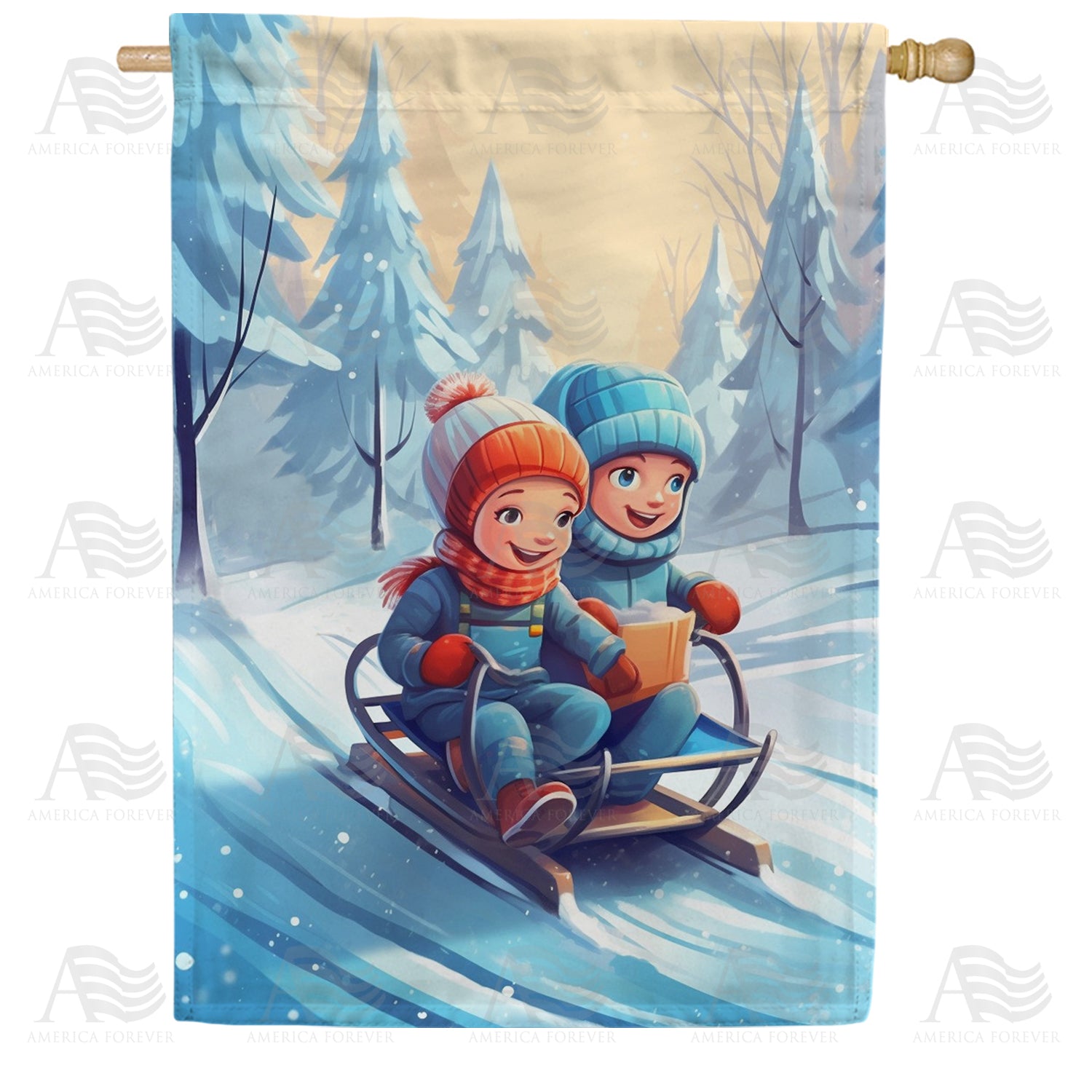 Toboggan For Two Double Sided House Flag