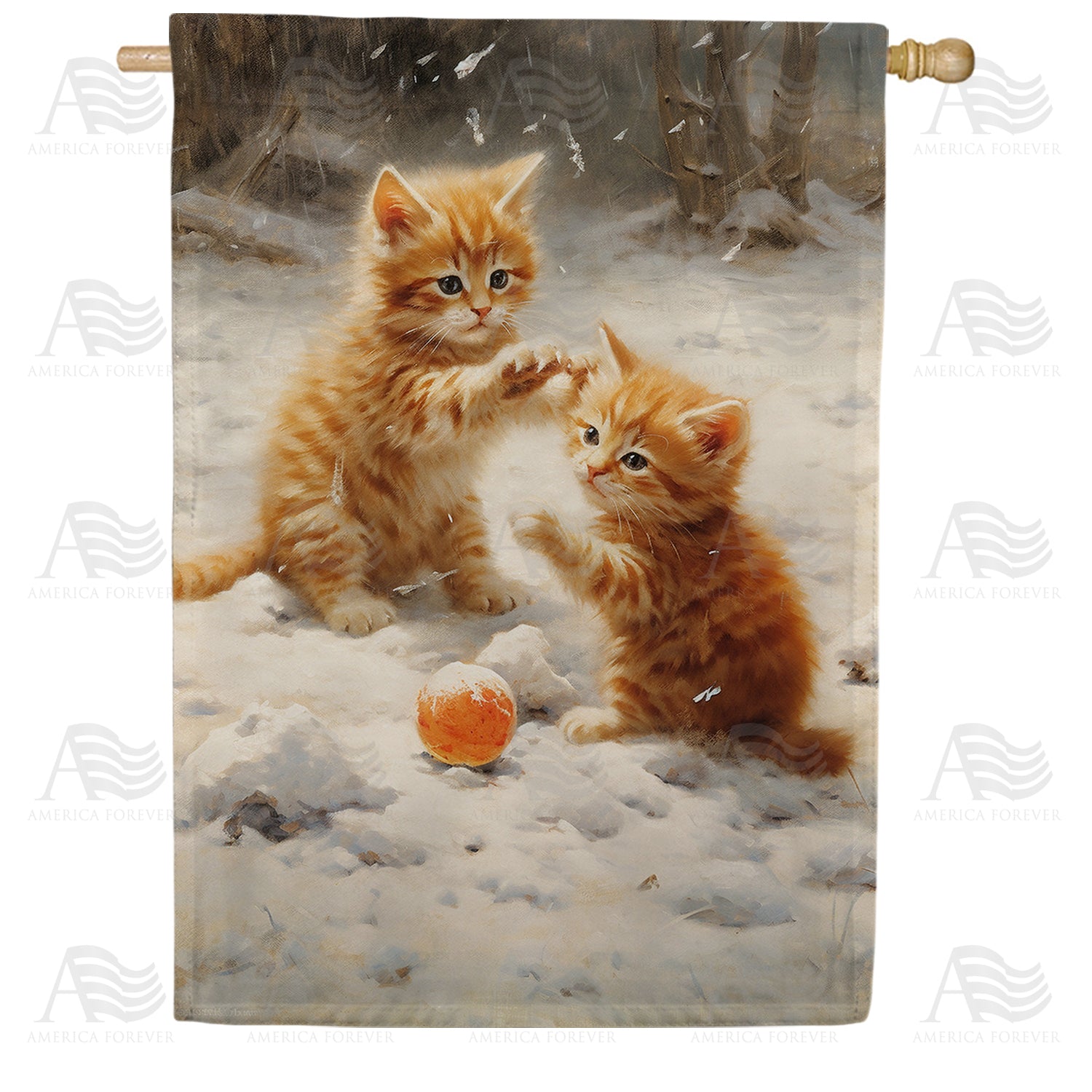 Kittens' First Snow Double Sided House Flag
