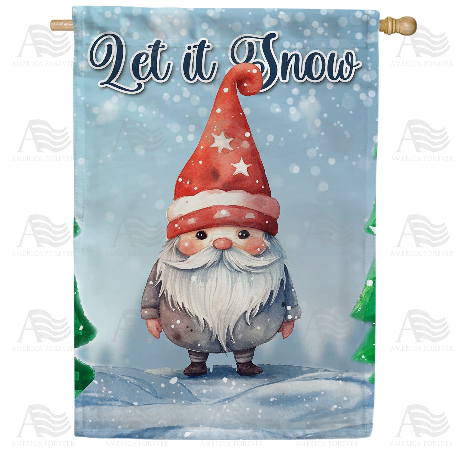 Gnome Snow Request Double Sided House Flag
