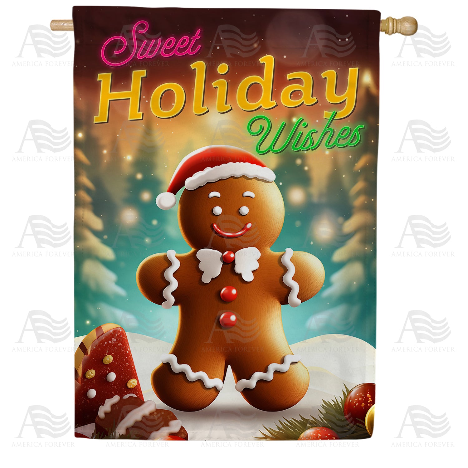 Sweet Holiday Wishes Double Sided House Flag