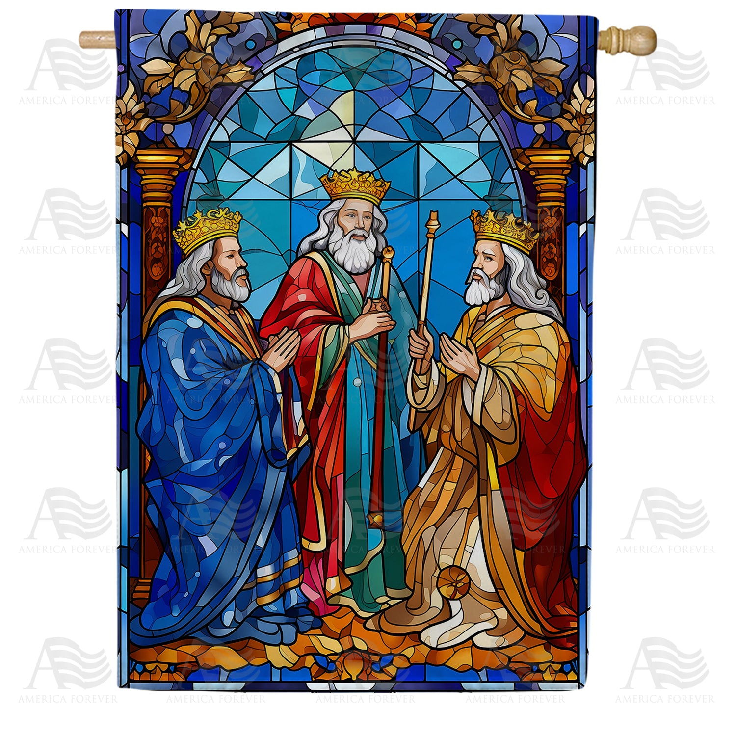 Stained Glass Royalty Double Sided House Flag