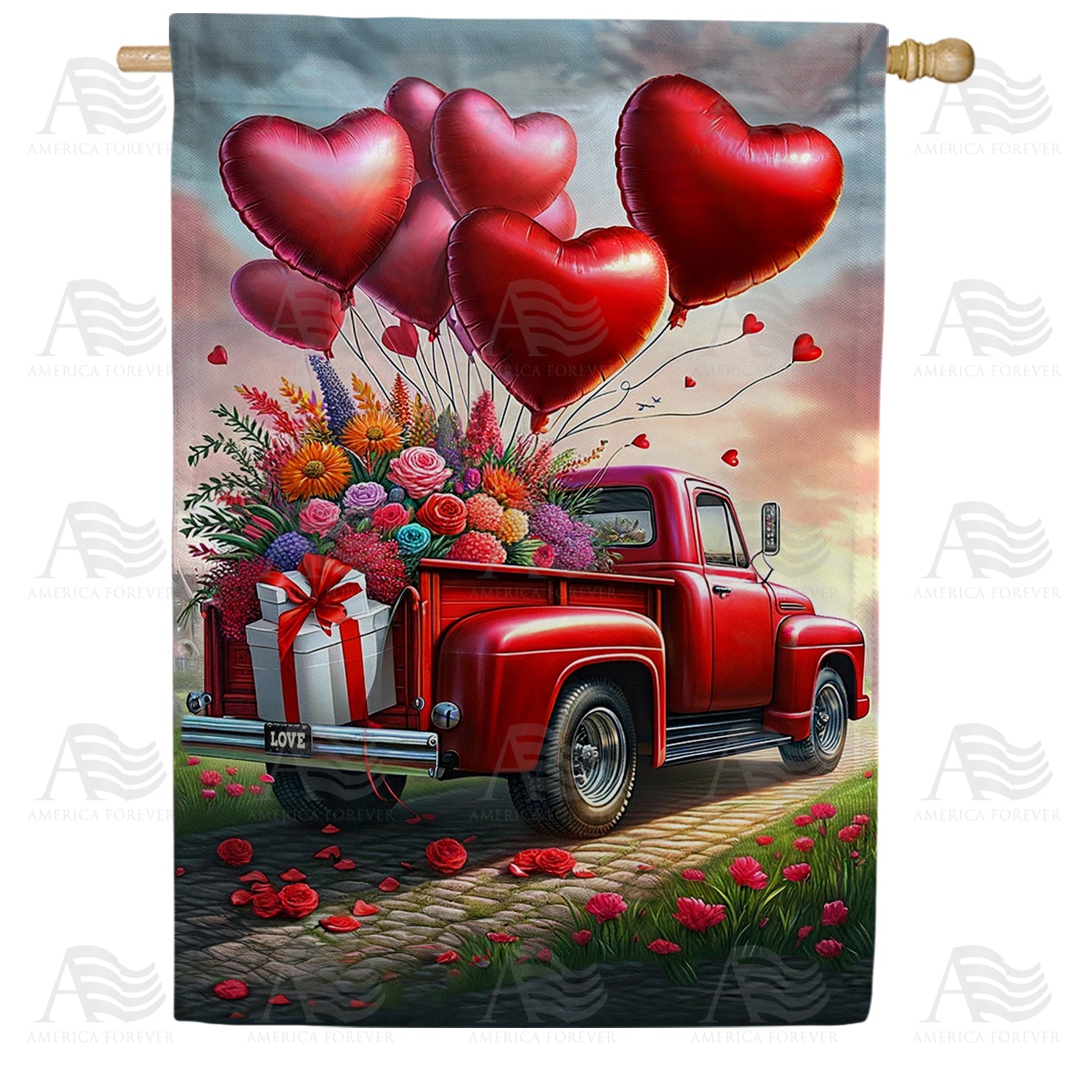 Vintage Valentine's Delivery Double Sided House Flag