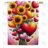 Sunflower Hearts Bouquet Double Sided House Flag