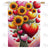 Sunflower Hearts Bouquet Double Sided House Flag
