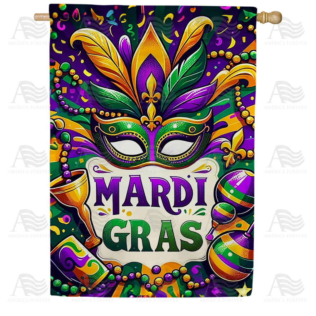 Mardi Gras Festivities Double Sided House Flag