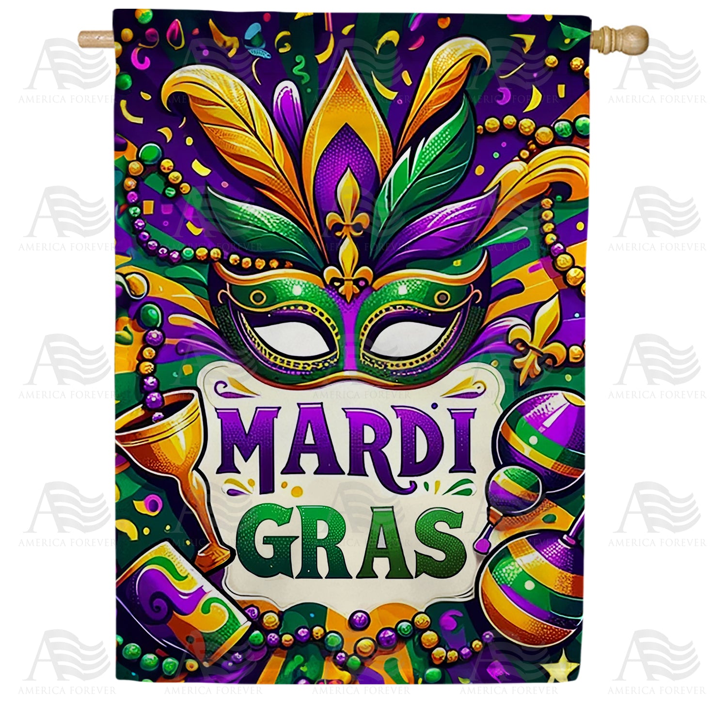 Mardi Gras Festivities Double Sided House Flag