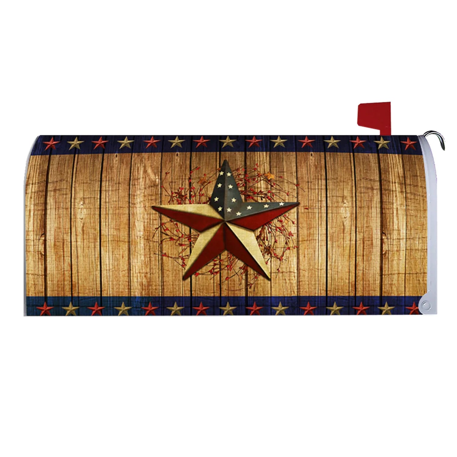Country Patriotic Star Welcome Mailbox Cover