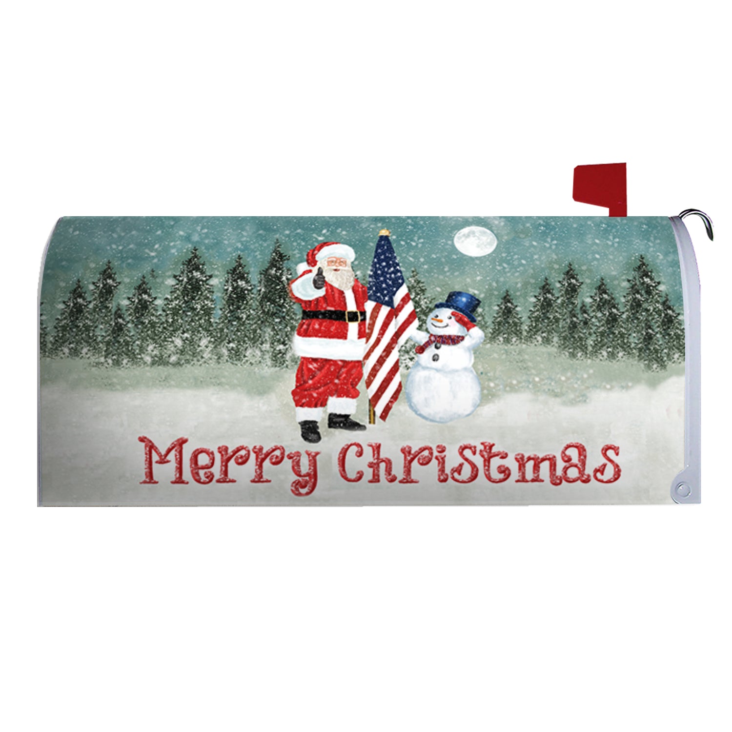 Merry Christmas USA Mailbox Cover