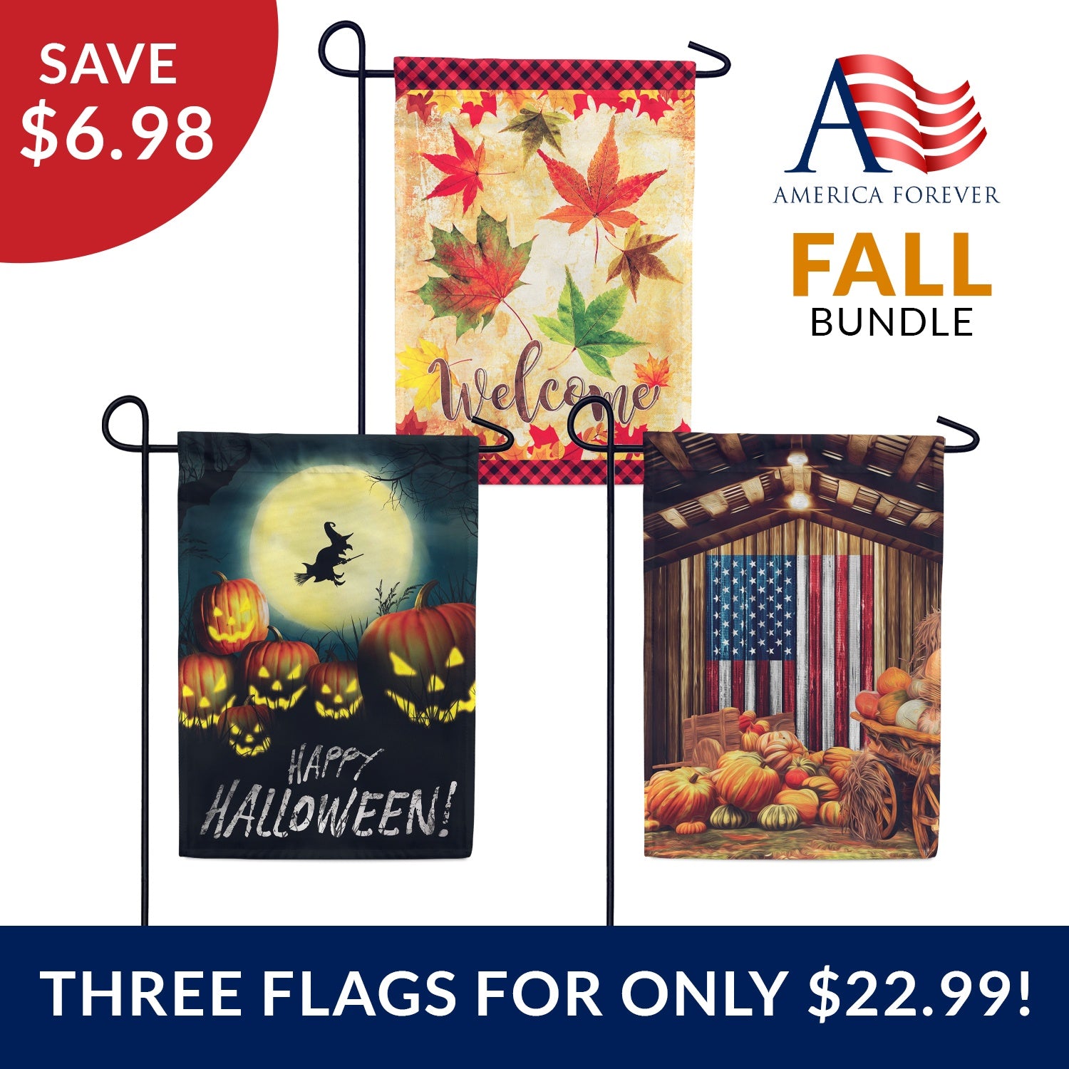 Build Your Own Fall/Thanksgiving/Halloween Garden Flag Bundle (Buy 3 Flags for just $22.99)