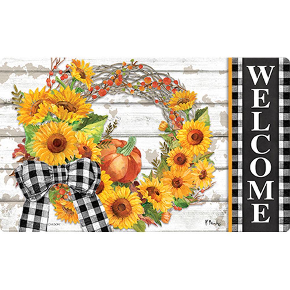 Sunflower Wreath Welcome Doormat