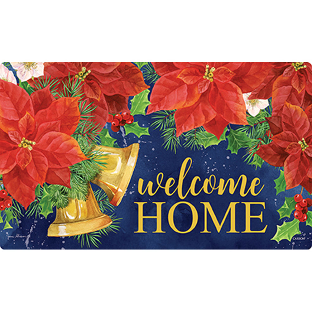 Poinsettia Bells Doormat