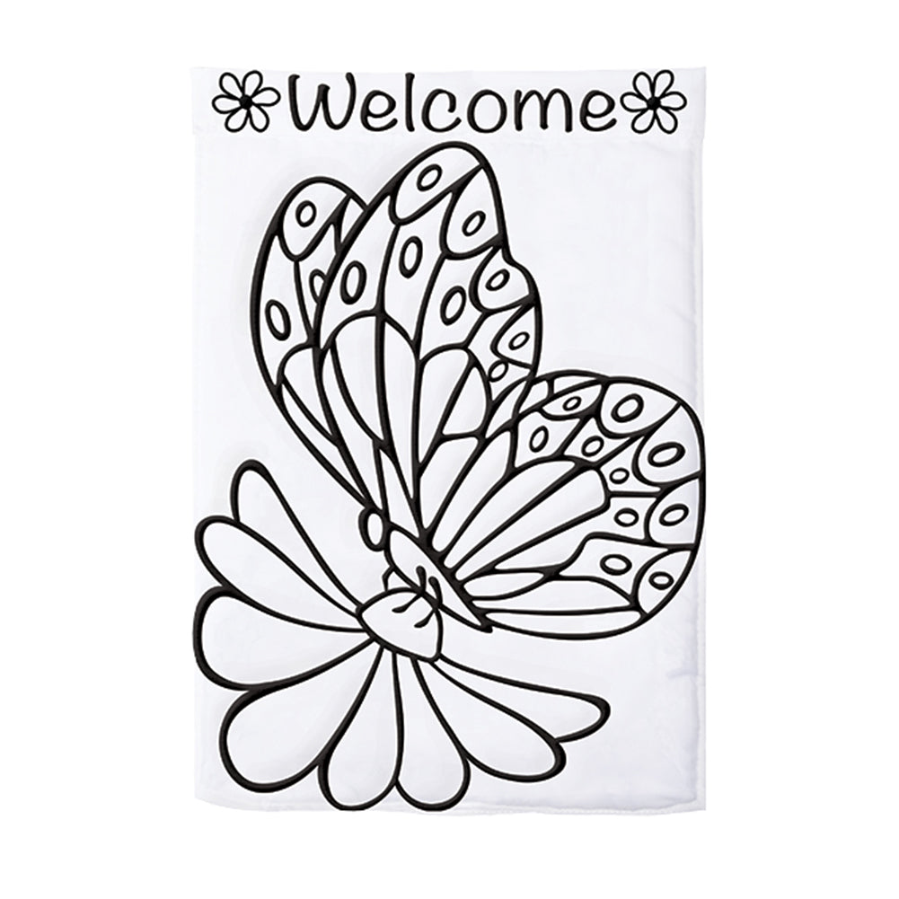 Butterfly Color Me Double Appliqued Garden Flag With 8 Markers