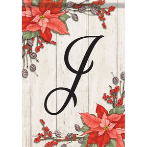 Poinsettia Monogram Double Sided Garden Flag