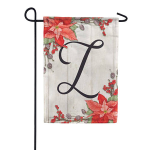 Poinsettia Monogram Double Sided Garden Flag
