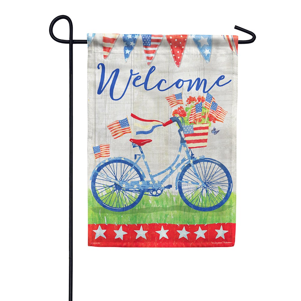 Patriotic Bike Ride Welcome Double Sided Garden Flag