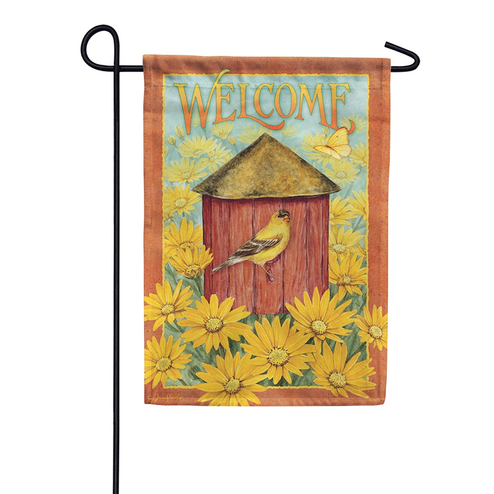 Daisy Birdhouse Garden Flag