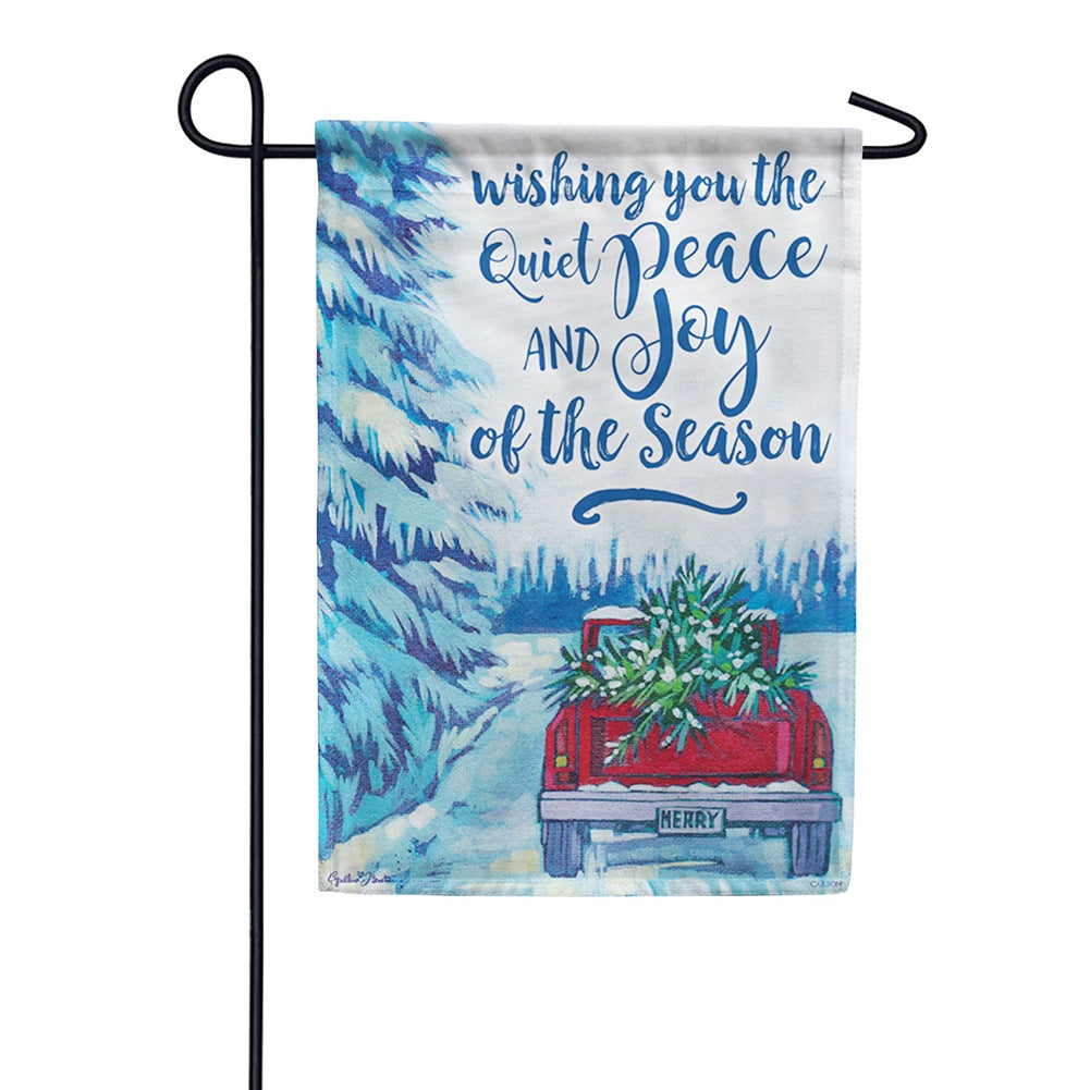 Quiet Peace Red Truck Garden Flag